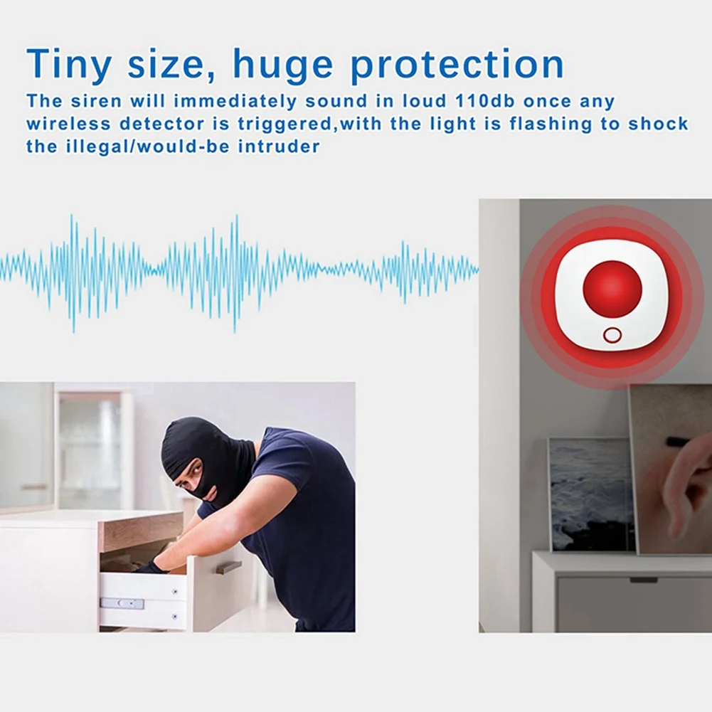 SQPP-Tuya High Decibel Security Alarm Strobe Wifi External Siren Alarm 433Mhz Alarm For Home Security EU PLUG