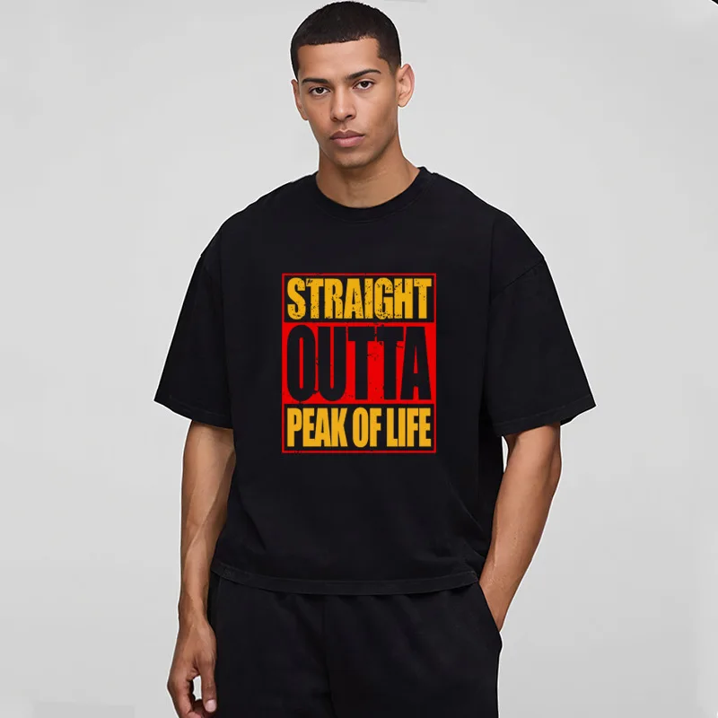 

Men's Gym T-irt Crossfit Streetwear ort Sve Boxy Fit Casual Cotton Top oulder-Lengthened Sle Outdoor Wear