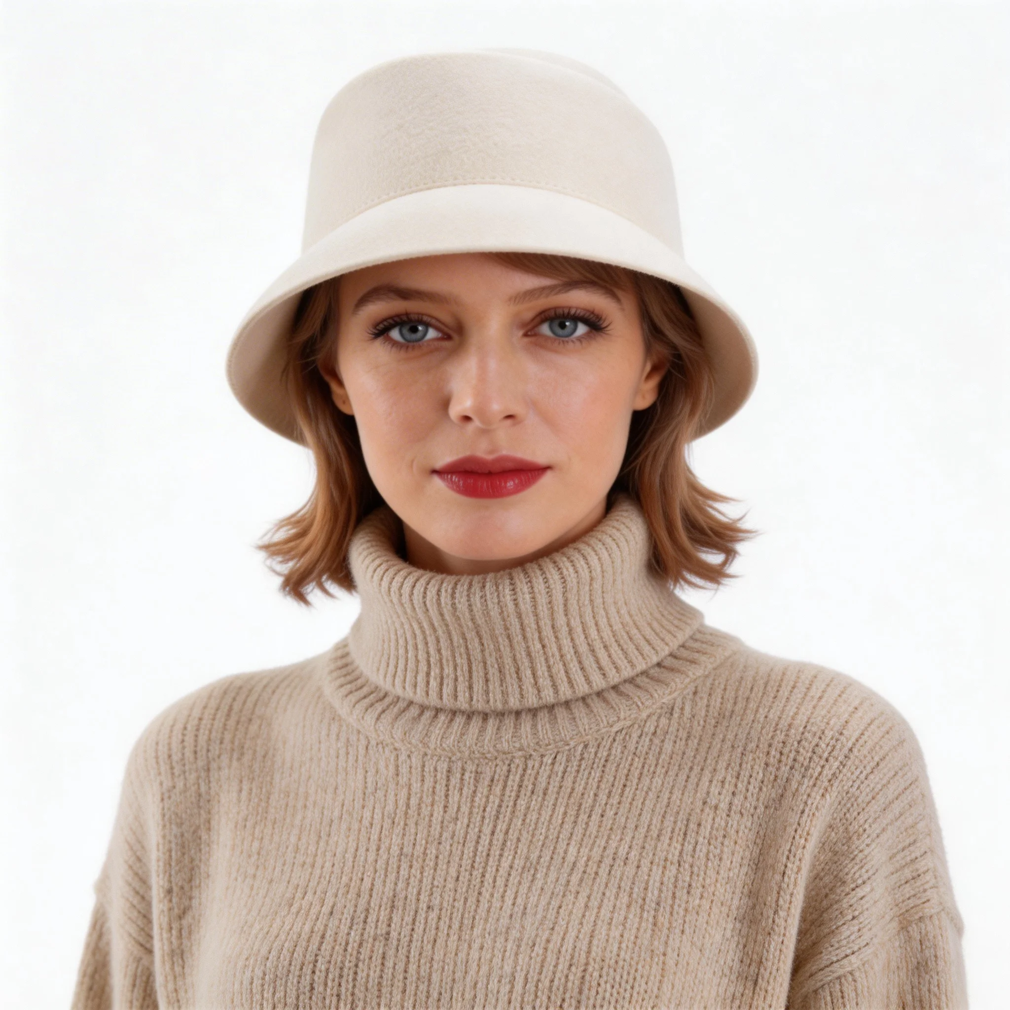 Lawliet Womens 100% Wool Felt Helix Asymmetrical Crown Wedding Church Fedora Cloche Bucket Hat Base Making Supply Millinery T399