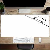 Black Cat Kawaii Mouse Pad White Deskmat Minimalistic Gaming Laptop Large Mousepad Anime Office Carpet Gamer Keyboard Mouse Mats
