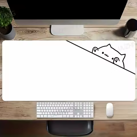 Black Cat Kawaii Mouse Pad White Deskmat Minimalistic Gaming Laptop Large Mousepad Anime Office Carpet Gamer Keyboard Mouse Mats