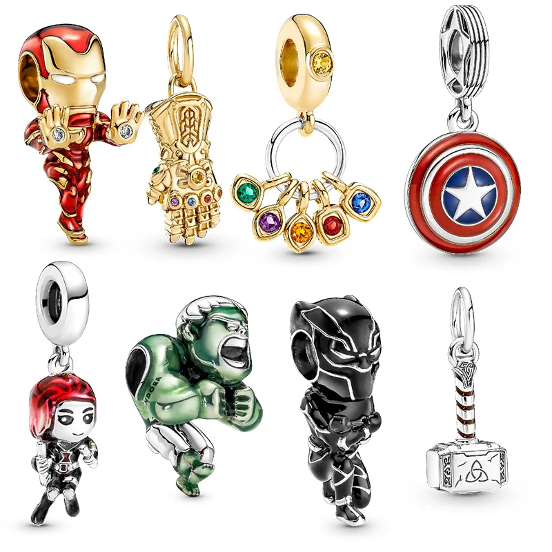 Disney-pulsera de plata de ley 925 de Marvel para mujer, colgante de Spiderman, compatible con pulsera Pan, accesorios de joyería DIY, regalo, 925