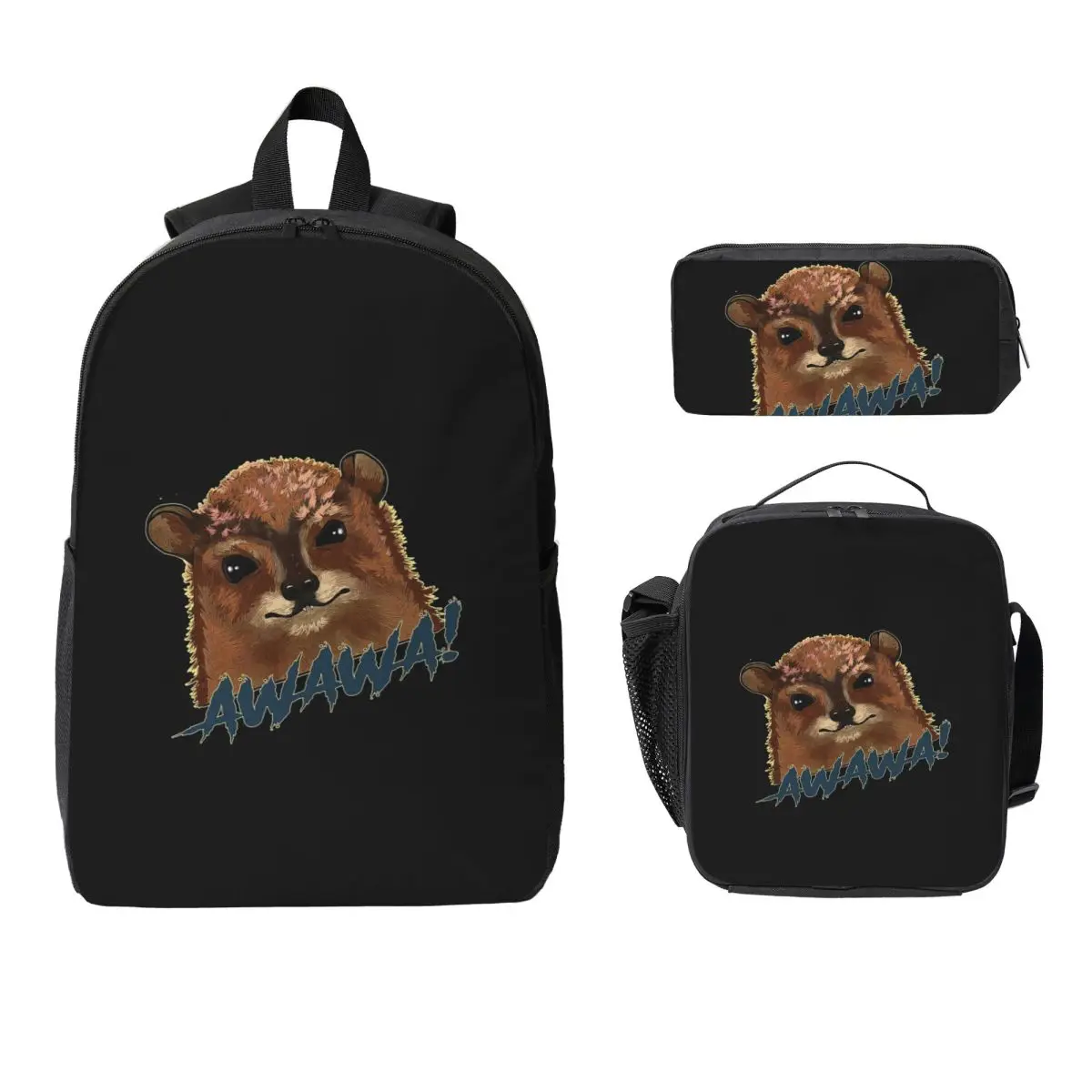 

Cute Rock Hyrax Backpack Student Boys Girls BookBag School Bag Computer Shoulder Bags 3ps Insulated Lunch Bag Pencil Case