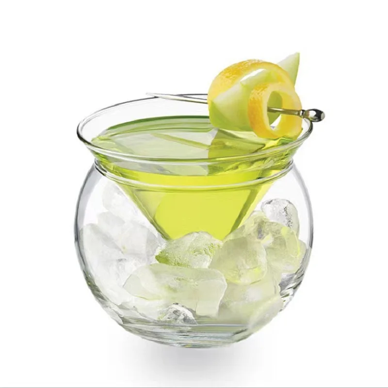 

150ml 5oz Elegant Sophisticated Wholesale Ball Base Martini Chiller Cocktail Glasses Set Caviar Server Bowl Cool Cup Bar Tool