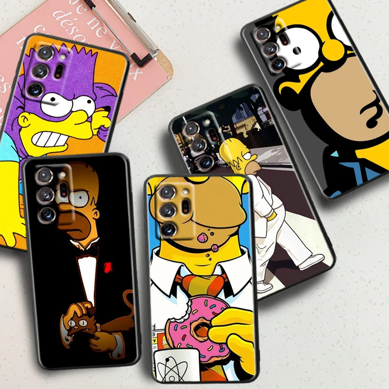 Disney Simpson Cool For Samsung Note 20 10 Ultra Plus A31 A14 A12 A70 A34 A25 A04 A05 A15 A24 5G Black Funda Phone Case