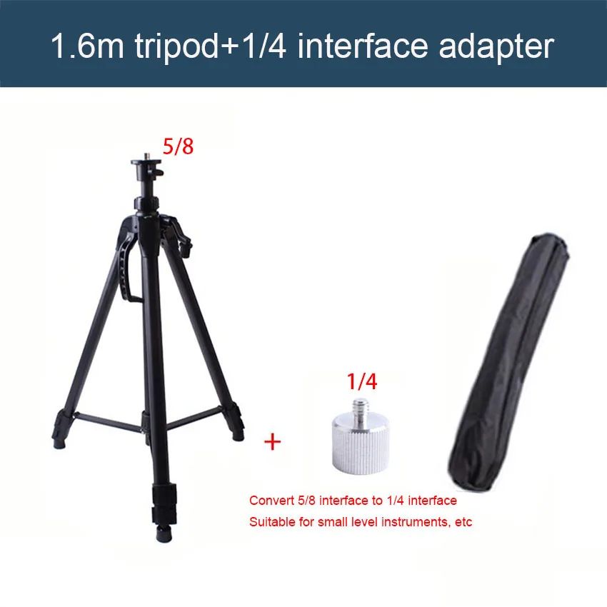 1.6M Laser Level Tripod Adjustable Height Thickened Aluminum Tripod Stand Bracket for 5/8 Or 1/4 Adapter Self Leveling Tripod