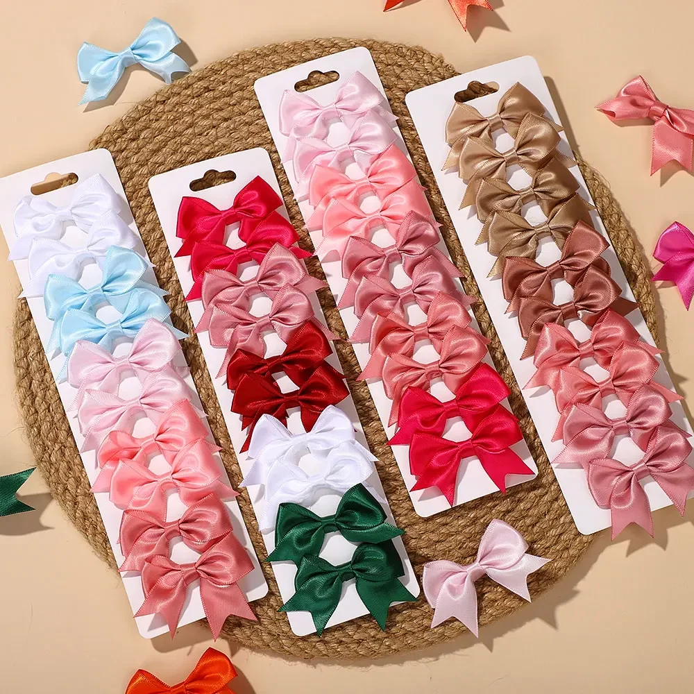 10 unids/set dulce cinta de Color sólido lazos pinzas para el cabello niñas 2024 lazo hecho a mano pasadores de horquilla accesorios para el cabello