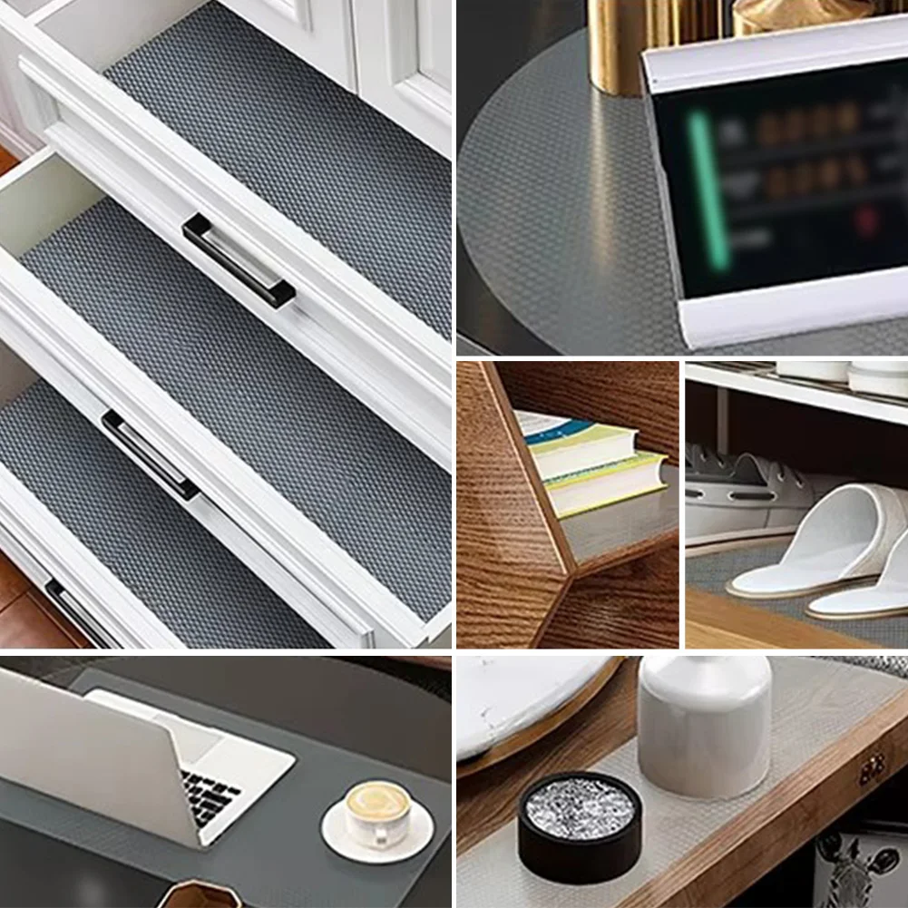 5M Drawer Mat Non-Slip Thick Strong Grip Liner Non-Adhesive Translucent Drawer Liner for Kitchen Cabinet