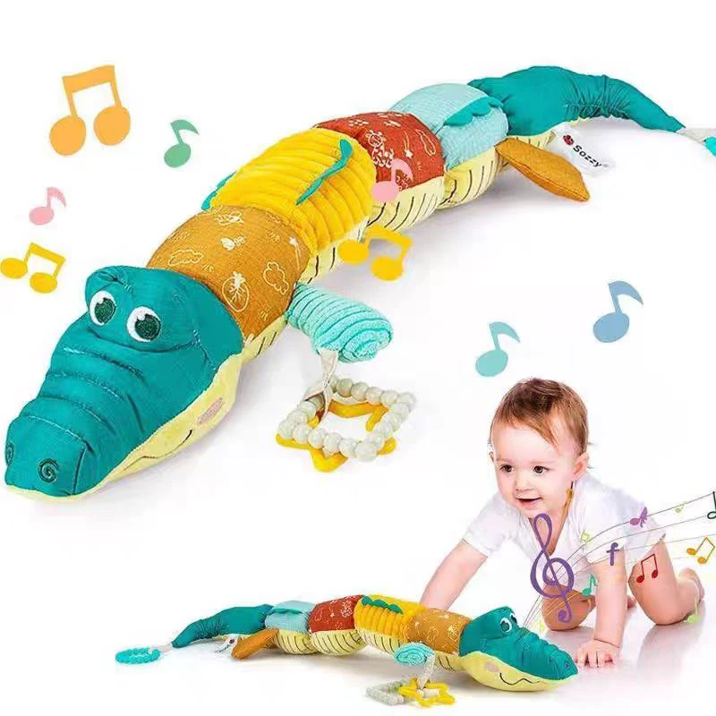 Infant Toys Baby Rattle Musical Soft Plush Toys Cute Animal Crocodile Activity Soft Toys Newborn Teether Tummy Time Toys Gifts