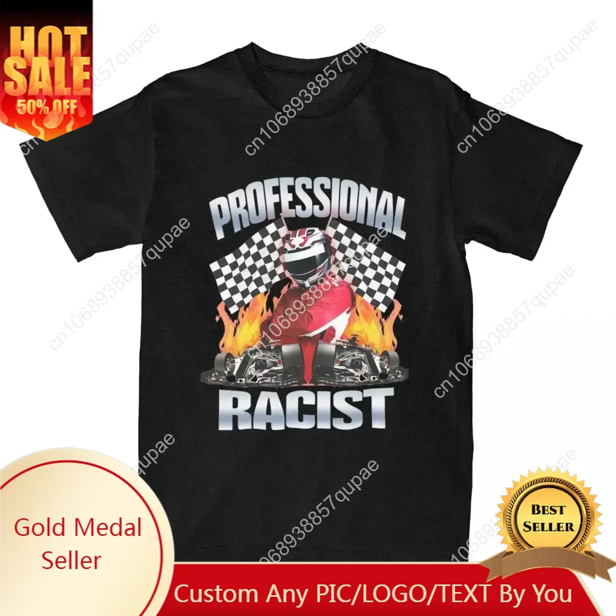 Professional Certified Racist Racing Meme T-Shirt Unisex Cotton Clothing Harajuku O-neck Short Sleeve Women's Retro Style Short