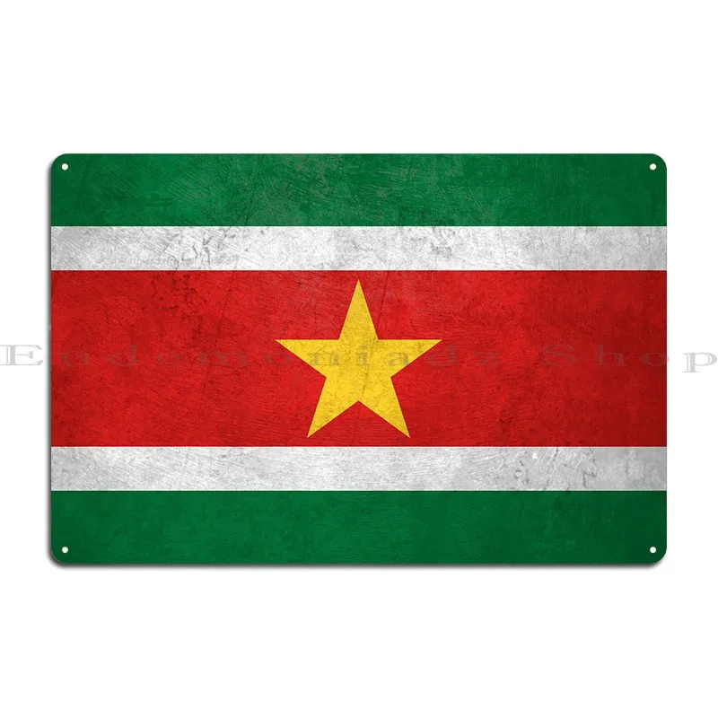 Flag Of Suriname On Wall Metal Plaque Poster Customize Customize Classic Printing Create Tin Sign Poster