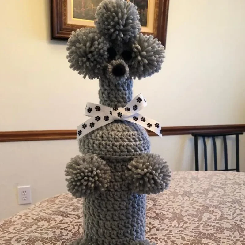 DIY Ręcznie tkany zestaw kubków dla psa z kreskówek Dekoracja butelki czerwonego wina Zestaw antypoślizgowy Wakacyjne dekoracyjne ozdoby na biurko