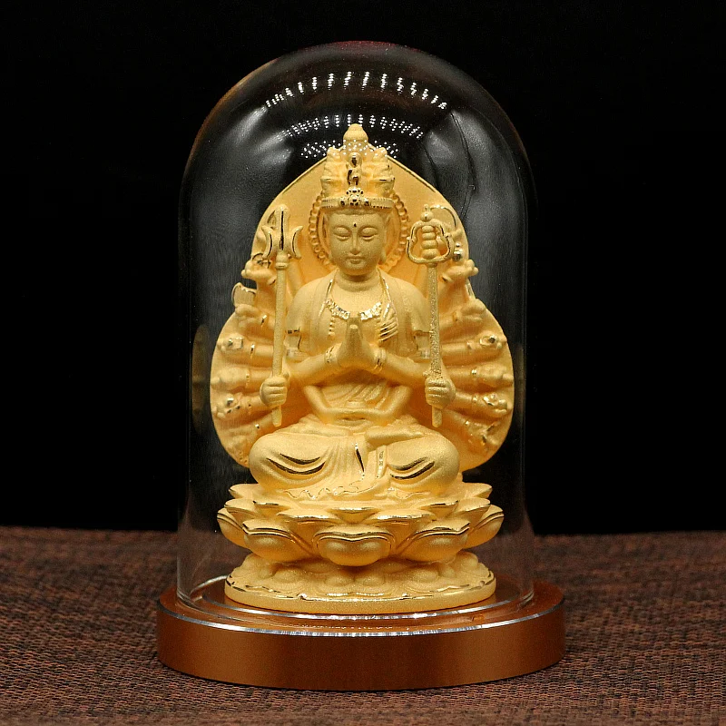 

HOME CAR High grade Buddha statue alluvial gold plating goddess Thousands Hands Guanyin Effective