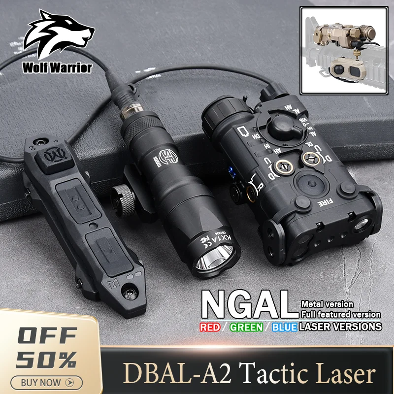 

Tactic L3-NGAL Metal High Power Red/Green/Blue IR Laser LED Strobe Flashlight 150lm Aiming AN/PEQ15 Weapon Light