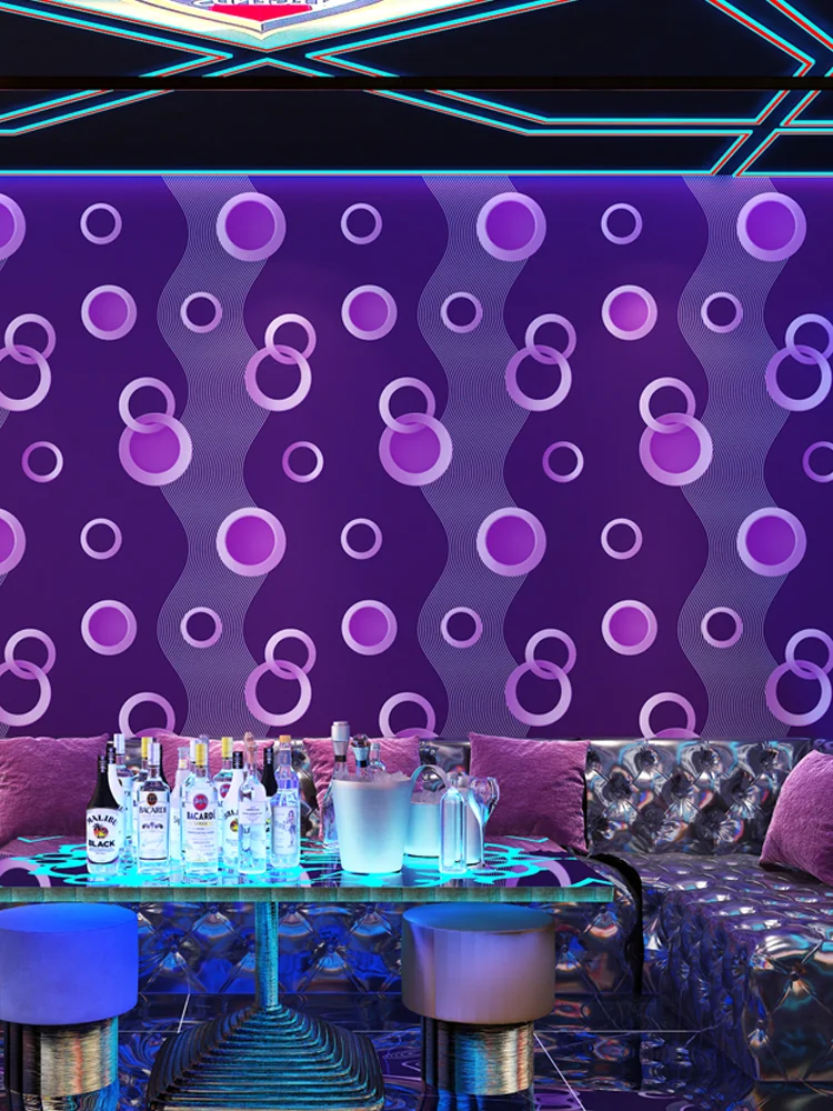 

Modern 3D Waves Wall Paper Rolls Decor Purple Circle Waterproof PVC Background Wallpaper for Hotel KTV Shops Bar Papel De Parede