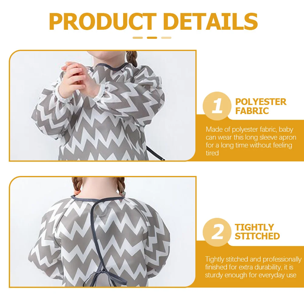 

Toddler Waterproof Smock Long Sleeve Baby Apron for 1-2 Years Old Painting Art Crafts Easy Clean Lightweight Durable