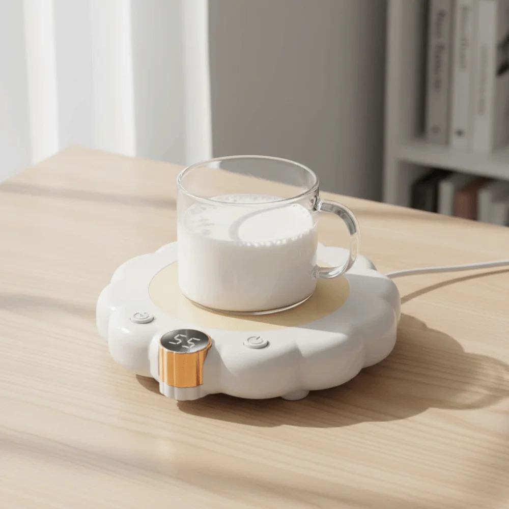 قاعدة ترموستاتي على شكل زهرة، درجة حرارة قابلة للتعديل، شاشة ديجيتال، قاعدة درجة حرارة ثابتة، ذكية مضادة للحرق الجاف #5