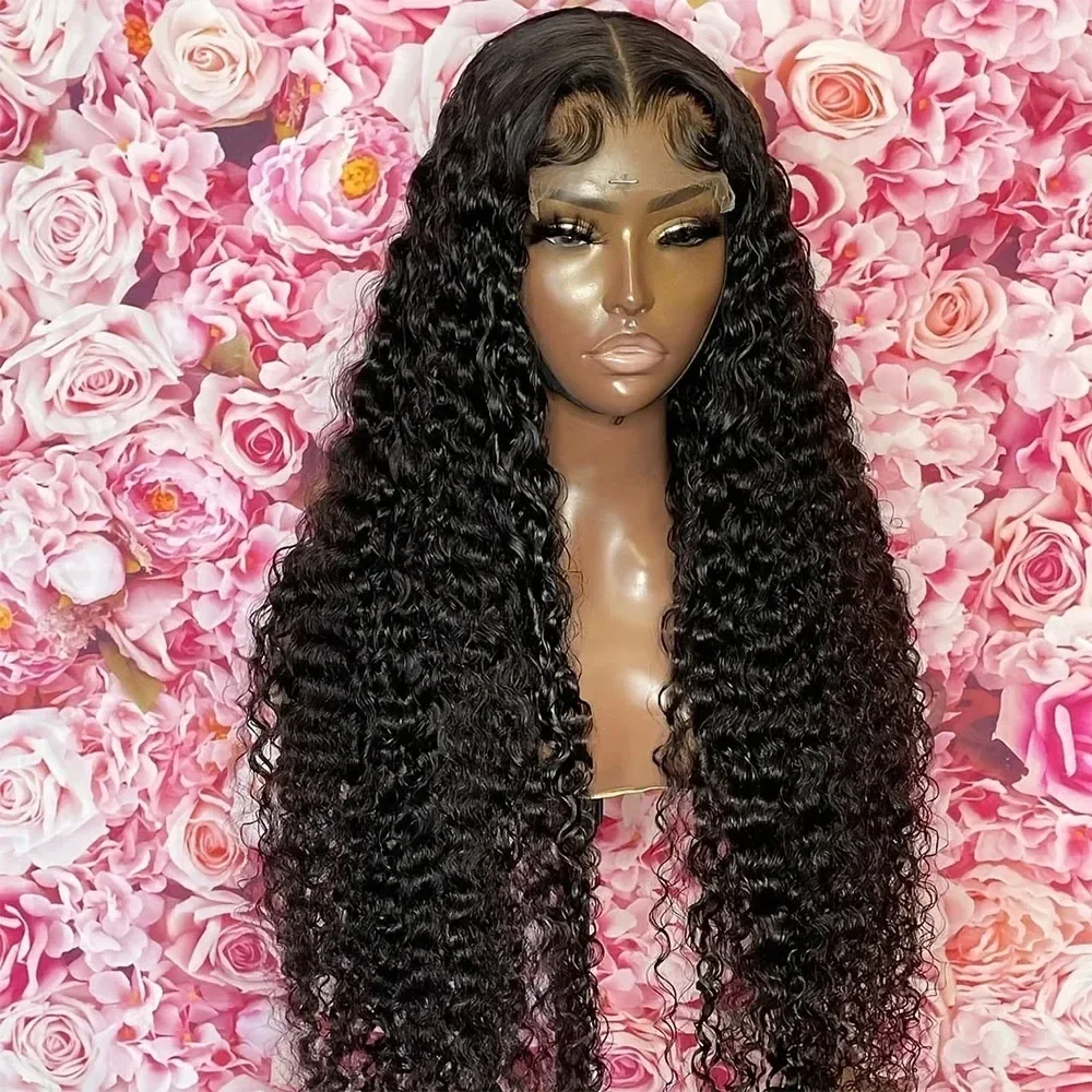 26 بوصة أسود غريب مجعد 180 الكثافة غلويليس الاصطناعية طويلة 13*4*1 الدانتيل شعر مستعار أمامي للنساء السود Babyhair preplucked