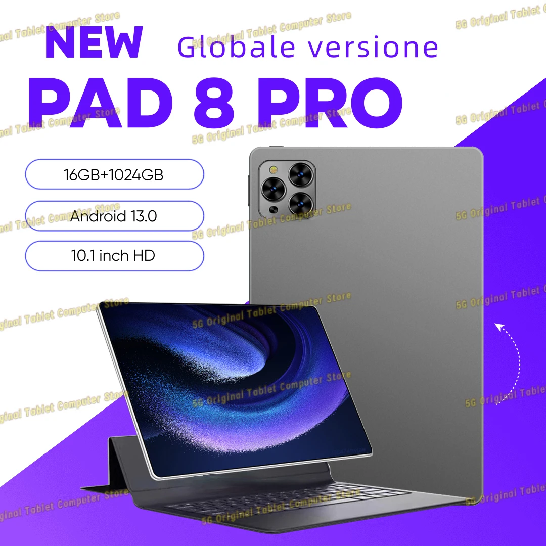 

2024 New Tablet Pad 8 Pro Globale versione Android 13.0 10000mAh 16GB + 1TB 10.1 inch Qualcomm Snapdragon 8 Gen2 10 Core