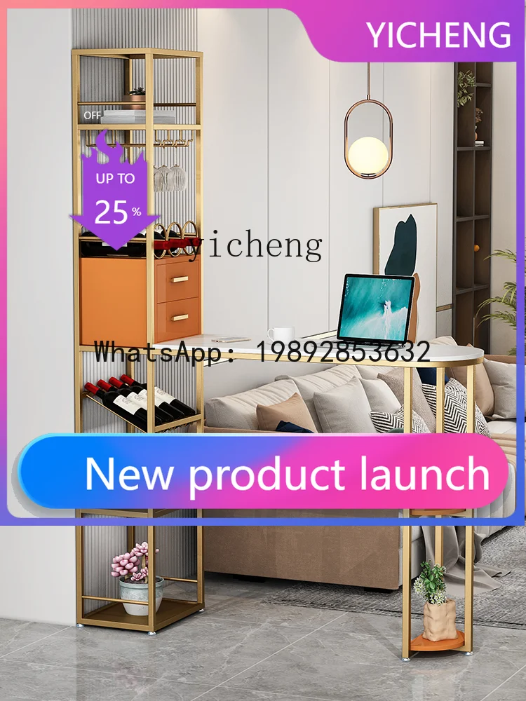 

LYY Home Wine Cabinet Bar Table and Chair Combination Living Room Small Apartment Dining Side Kitchen Balcony Hallway