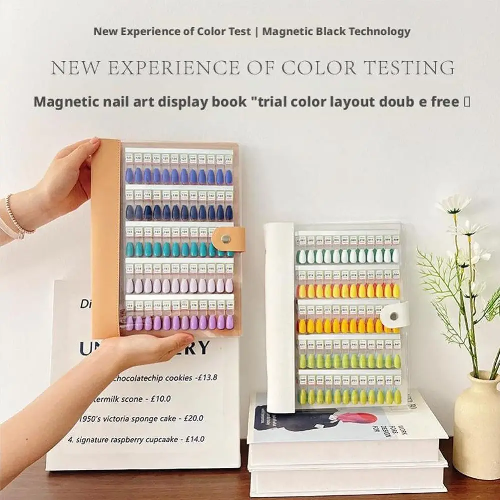

Magnetic Nail Swatches Book No Pattern 120 Color Nail Sample Display Book Removable With Digital Label Nail Art Display Booklet
