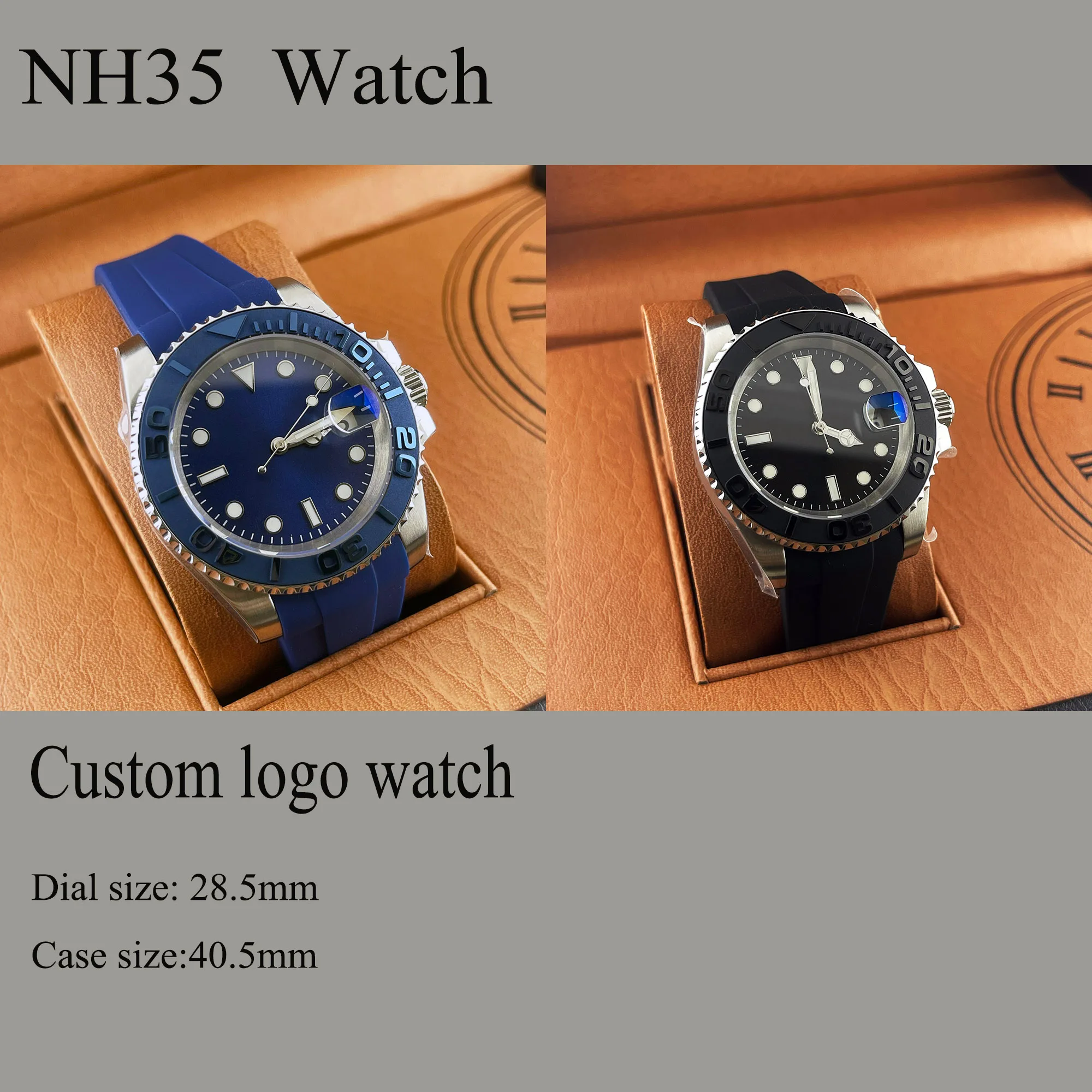 2026 New Men's Rubber Strap Watch NH35 Stainless Steel Watch Sapphire Customized Logo NH35 Movement Watch