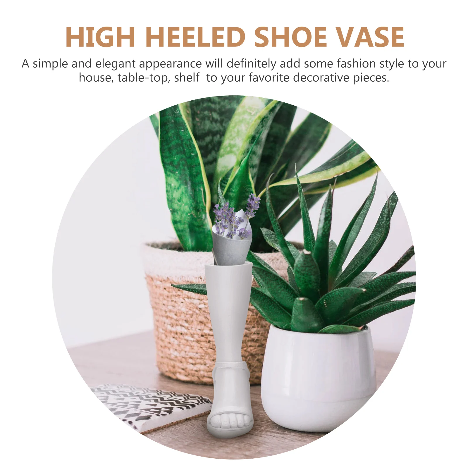 

High Heels Vase Resin Material Long Service Life Stylish Flower Arrangement Bedroom Living Room Home Decoration
