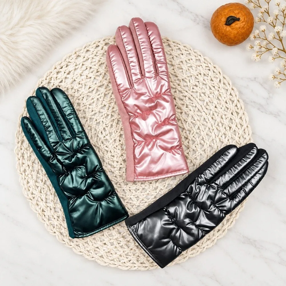 Waterproof Touch Screen Gloves Coldproof Plus Velvet Cycling Gloves Windproof Down Cloth Suede Outdoor Gloves