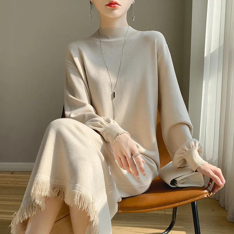 فستان نسائي نصف ياقة عالية بلون سادة فساتين نسائية قصيرة محبوكة كشكش كروشيه ملابس صغيرة لقضاء عطلات الشاطئ جديد CQ361 #1