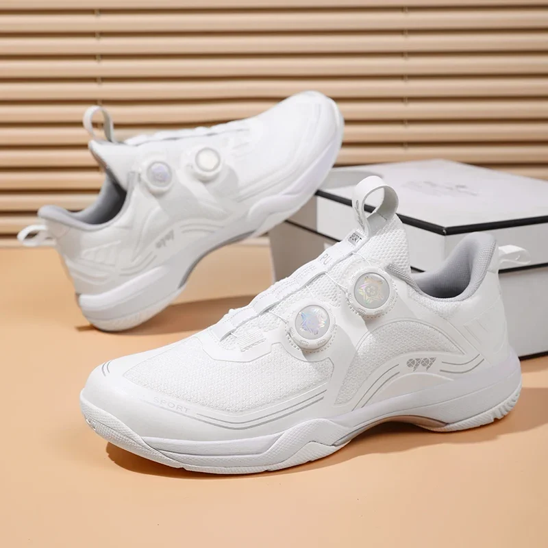 2024 New Women and Men Badminton Shoes White Breathable Badminton Sneakers Comfortable Outdoor Sneakers Tennis Training Shoes