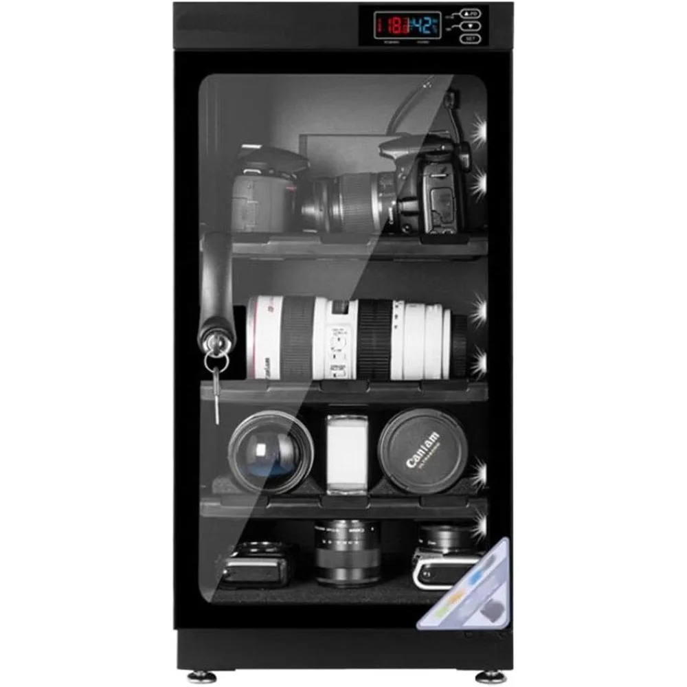 Camera Dry Cabinet Digital Control Camera Lens Dehumidifying Dry Cabinet Camera Lens Storage Box 50L 4 Layers Noiseless