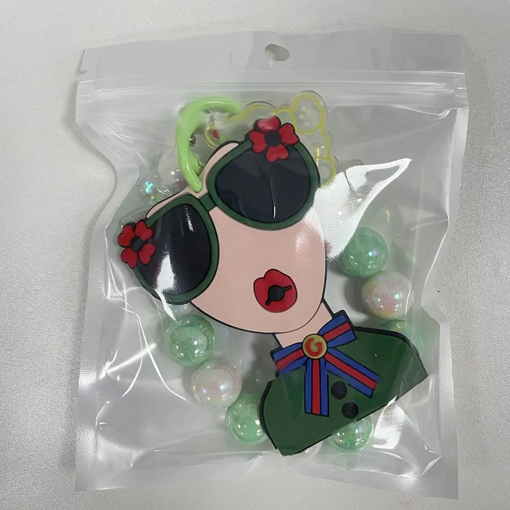 

Portable Dopamine Round Bead Phone Charm Detachable Silicone Bag Pendant with Goddess Design Phone Lanyard Women