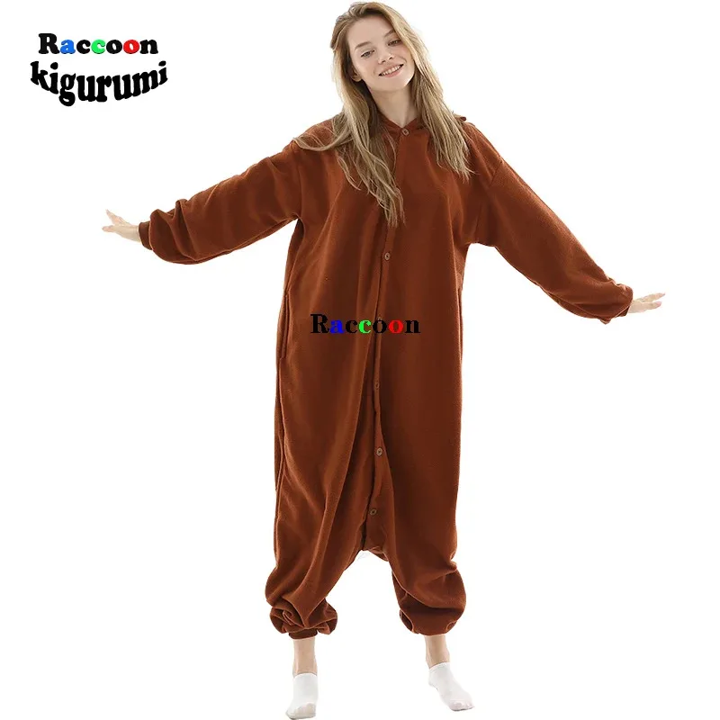 

qq38XXL (180-200 см) пижамы с медведем аниме коричневые комбинезоны для взрослых для женщин и девочек косплей костюм с героями мультфильмов животное зимний енот кигуруми