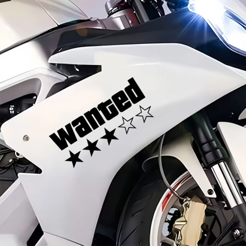 

1PC Wanted Star Motorcycle Sticker Decoration DIY for Motorbike Fuel Tank Side Panel Car Electric Scooter Waterproof Vinyl Decal