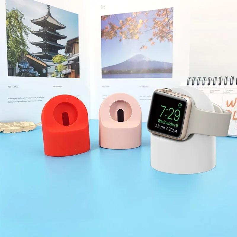 Charger Stand Mount Silicone Dock Holder for Apple Watch Series 6/5/4/3/2/1 44mm/42mm/40mm/38mm Charge