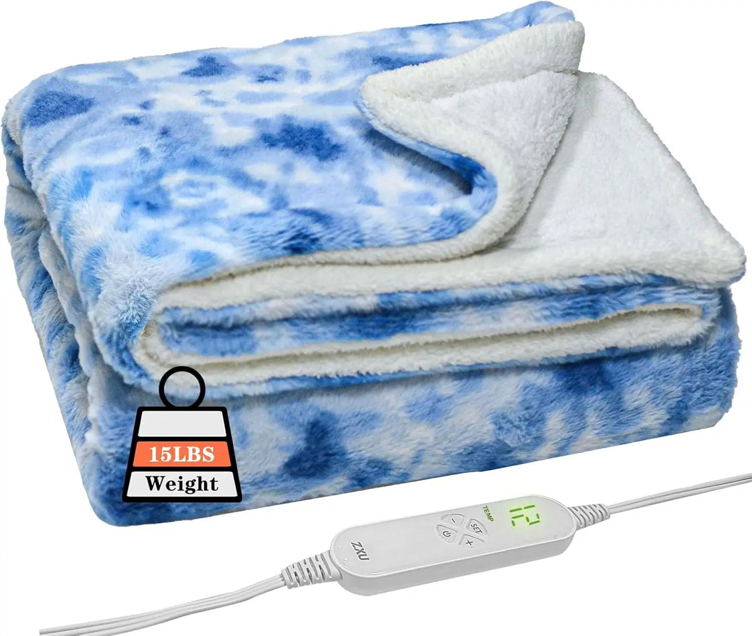 

Одеяло с подогревом и утяжелением, размер Twin, 122x183 см, 6,8 кг (15 фунтов) с гранулами из стекла, 12 режимов нагрева и автоматическое отключение, можно стирать в машине