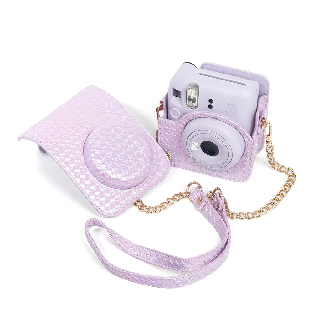 Colorful Woven Camera Bag Set for Instax Mini 12 Portable PU Case Cover Album Kit with Sholder Strap for Instax Mini 12 Accessor