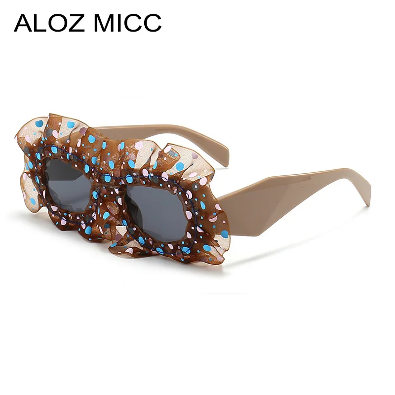 Retro One Piece Lace organza Sunglasses New Women Luxury Brand Ball Party Sun Glasses Women'sTrends PunkOversized Shades Eyewear