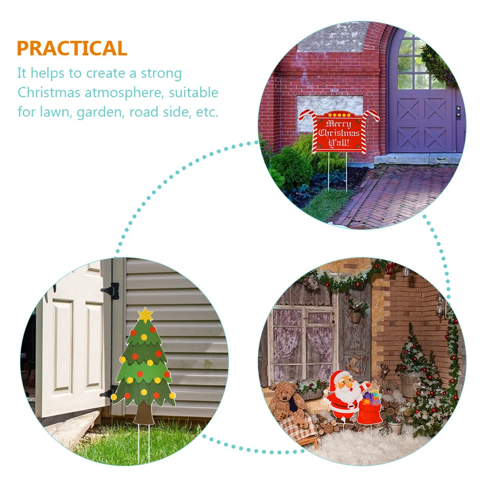 

4Pcs Garden Ornaments Compact Lightweight Xmas Inserted Sign Perfect for Outdoor Places Garden Stakes Lawn Ornament