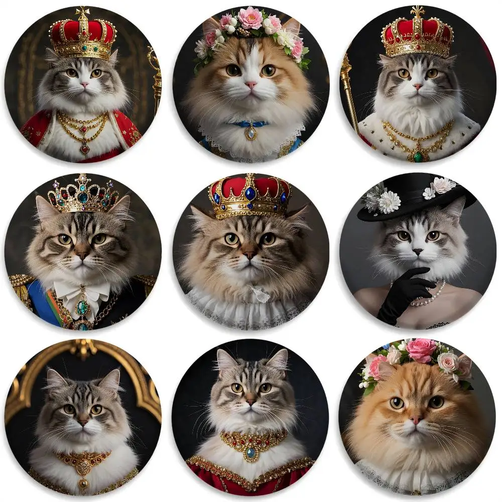 

Persian Cat Pope Funny Badges Round Exquisite Badge Brooches Creative Pins For Clothes Hat Backpack Gift Accessories