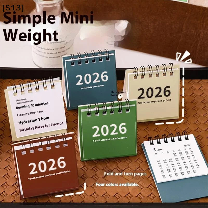 

2025-2026 Mini Simple Calendar Small Desk Calendar Creative Coil Calendar Planner Desktop Decoration Office Stationery[S13]