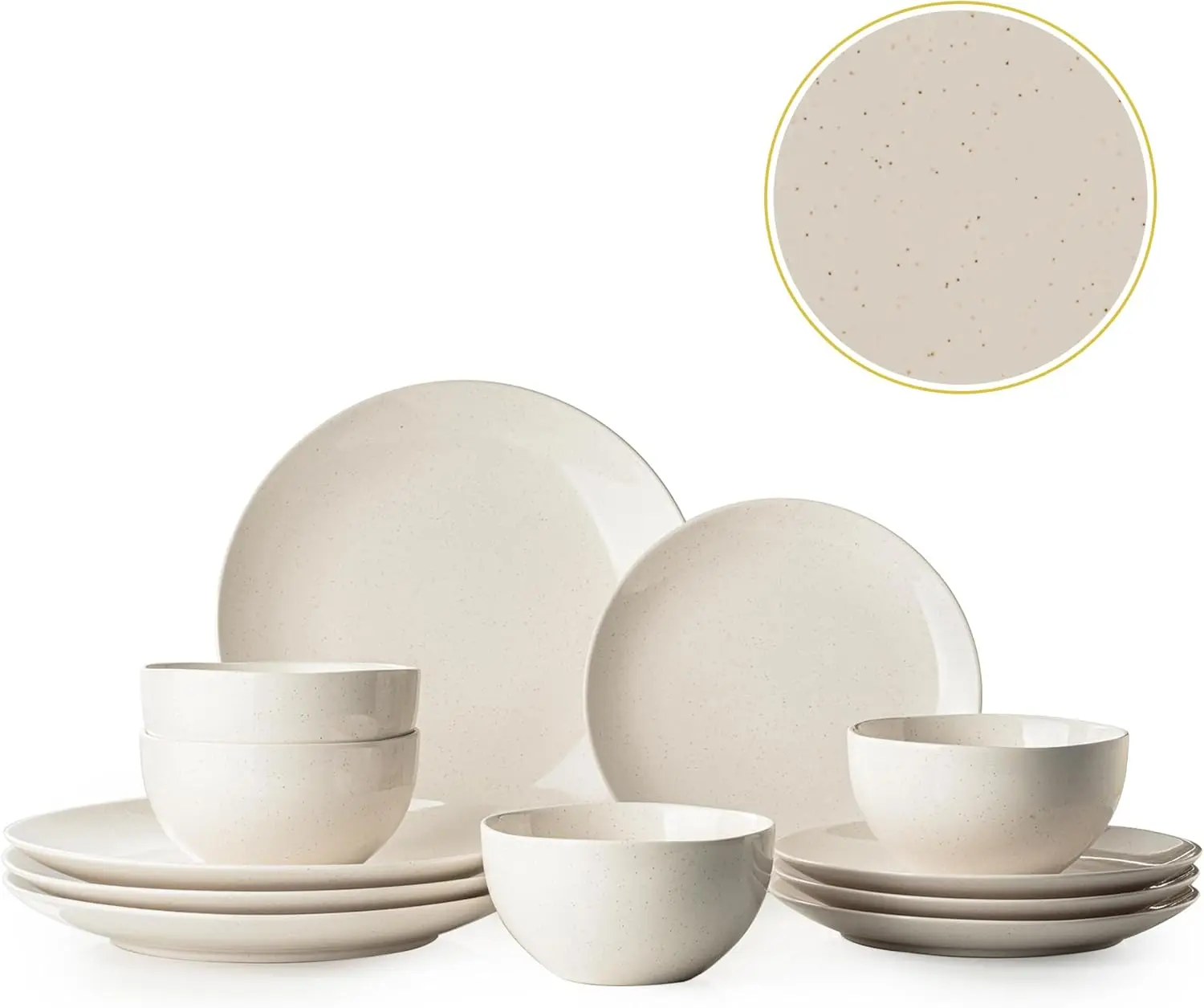 

Plates and Bowls Sets, 12 Pieces Modern Stoneware Dinnerware Set for 4 Kitchen Dinner Set Ceramic