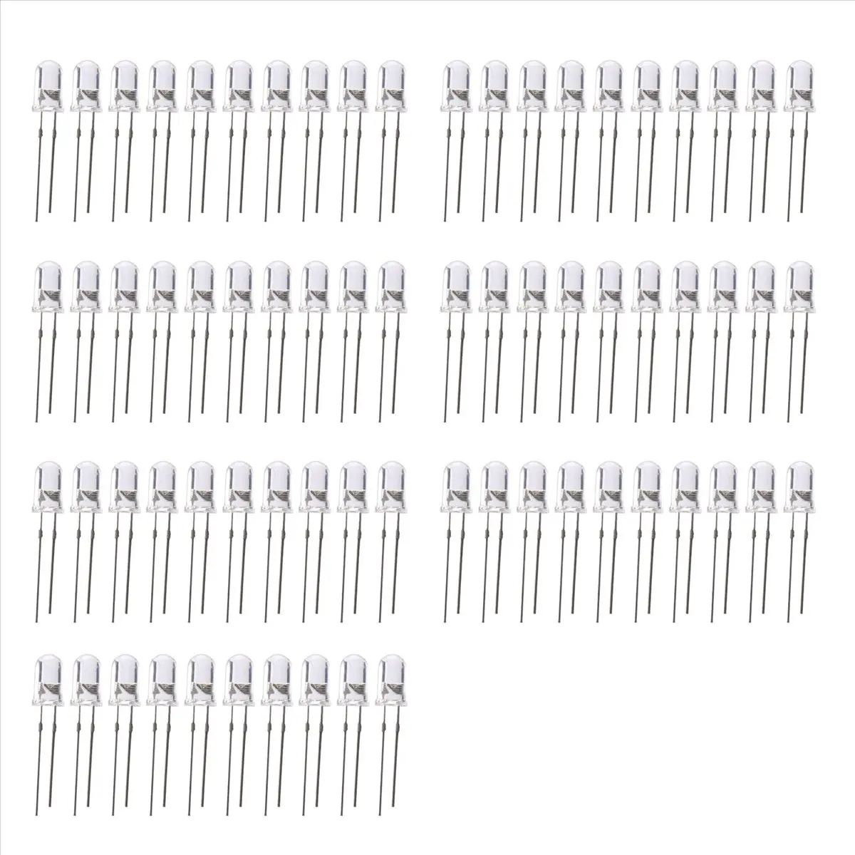 A64I LED Bright Light Lamp Emitting Diode, 70 Piece, DC 3V-6V, 5 mm, White