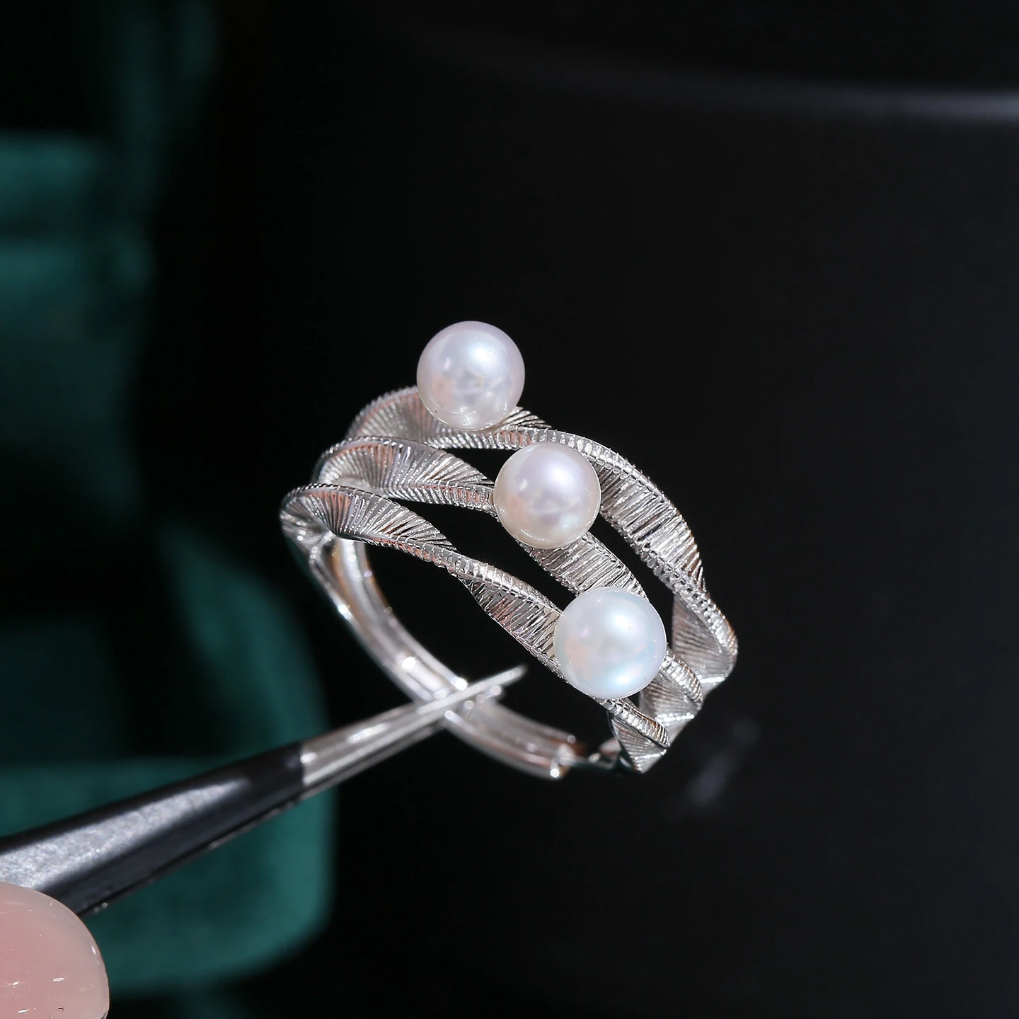 S925 Sterling Silver Adjustable Finger Ring Mountings Base Setting Findings Jewelry Mount Accessories for 4-5mm Pearls 3pcs/lot