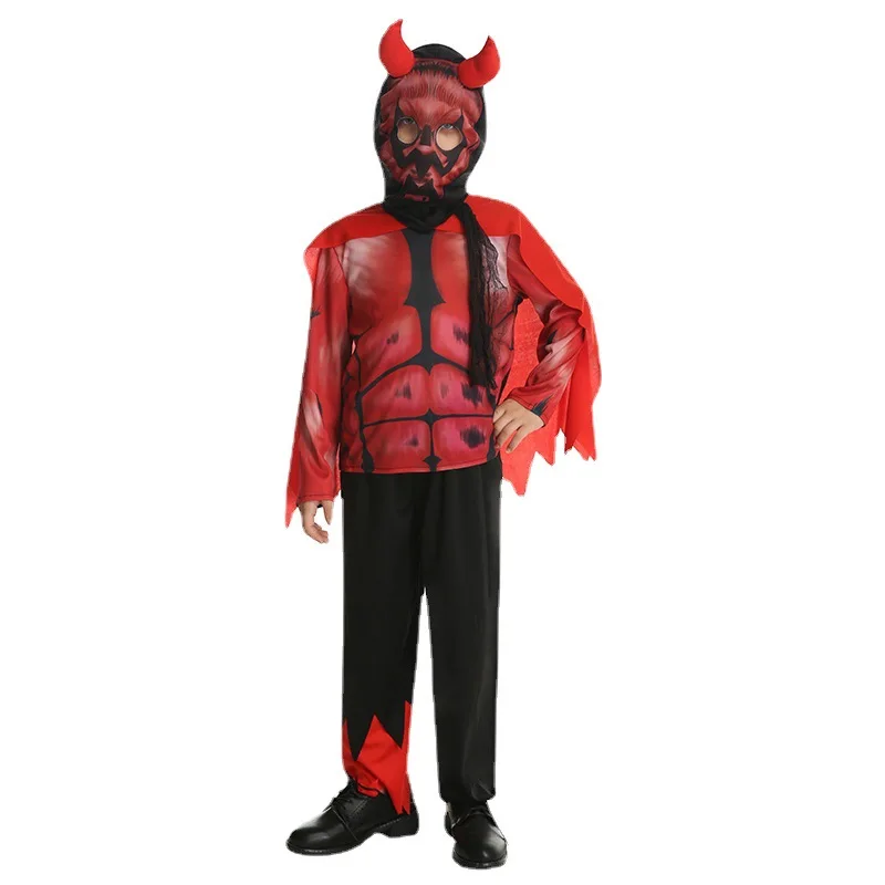 Halloween Cosplay Costume Red Devil Garment Devil Mask Boys Festival Party Mascot Spoof Clothes Suit Anime New