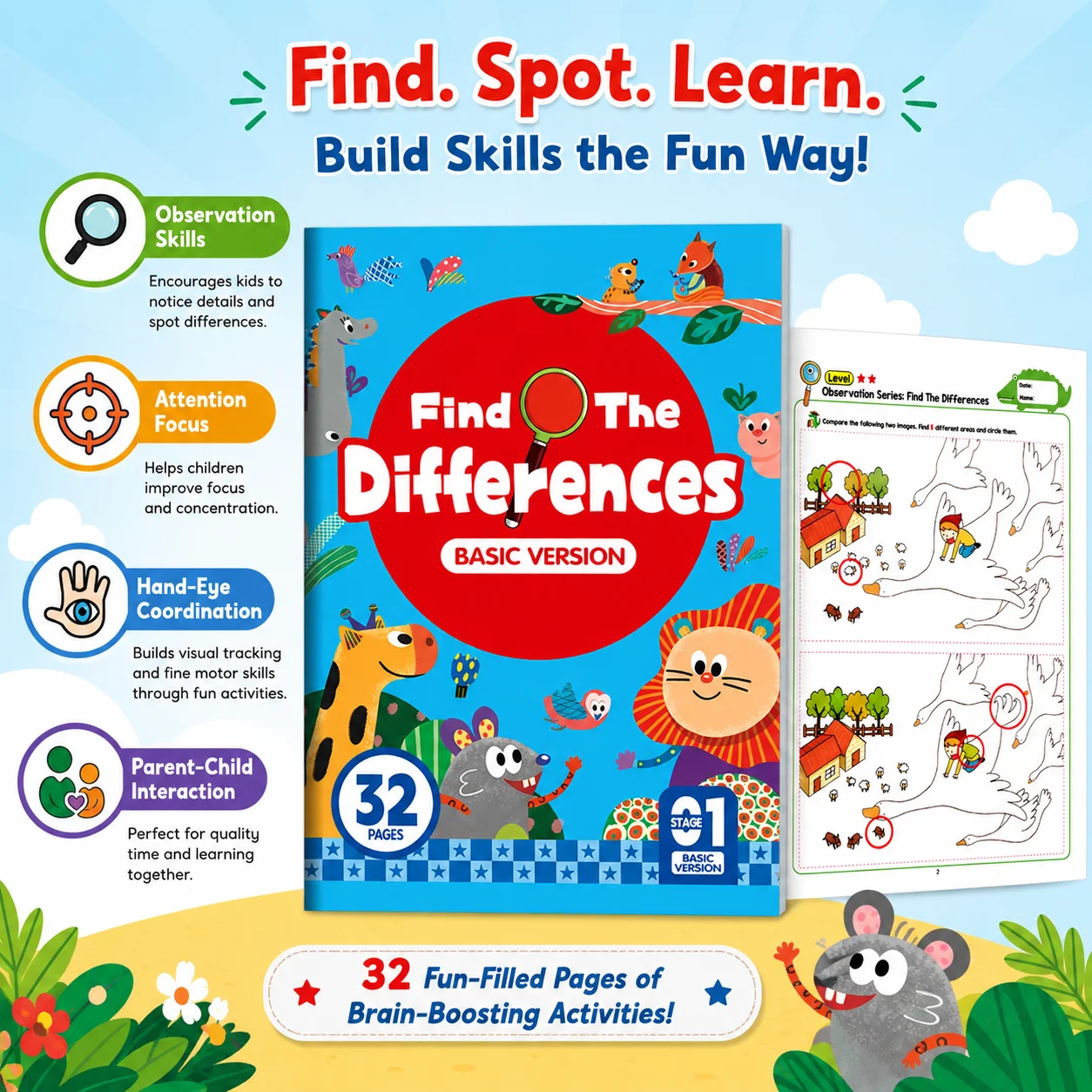

Find The Differences Workbook A5 17x24cm 32 Pages Kids Observation Activity Book Preschool Learning Puzzle Educational Toy