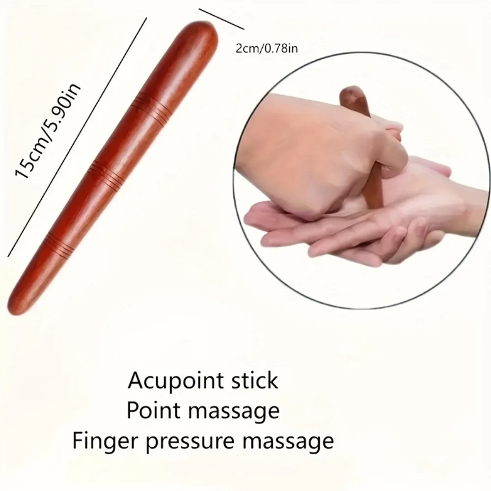 3 Wooden Manual Massage Sticks, Redwood Acupoint Nose and Eye Corner Massagers, for Full Body Massage, Fingertip Pressure, Best Valentine's Day Gift