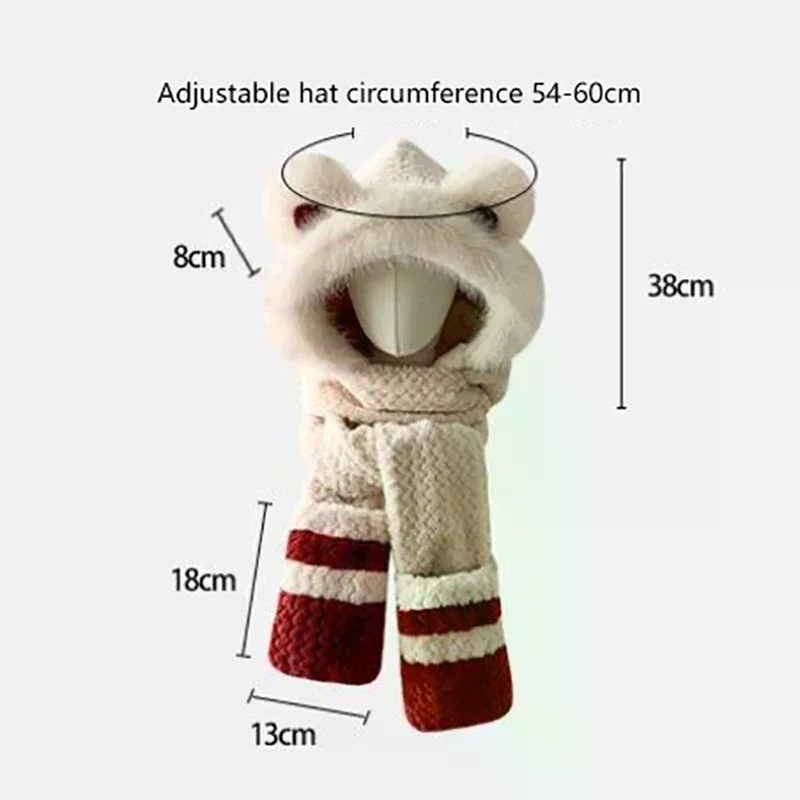 قبعة قطيفة عصرية جديدة دافئة مقاومة للبرودة، قبعة، وشاح، قفازات وأغطية للأذنين أربعة في واحد، حماية أذن سميكة للشتاء لركوب الدراجات