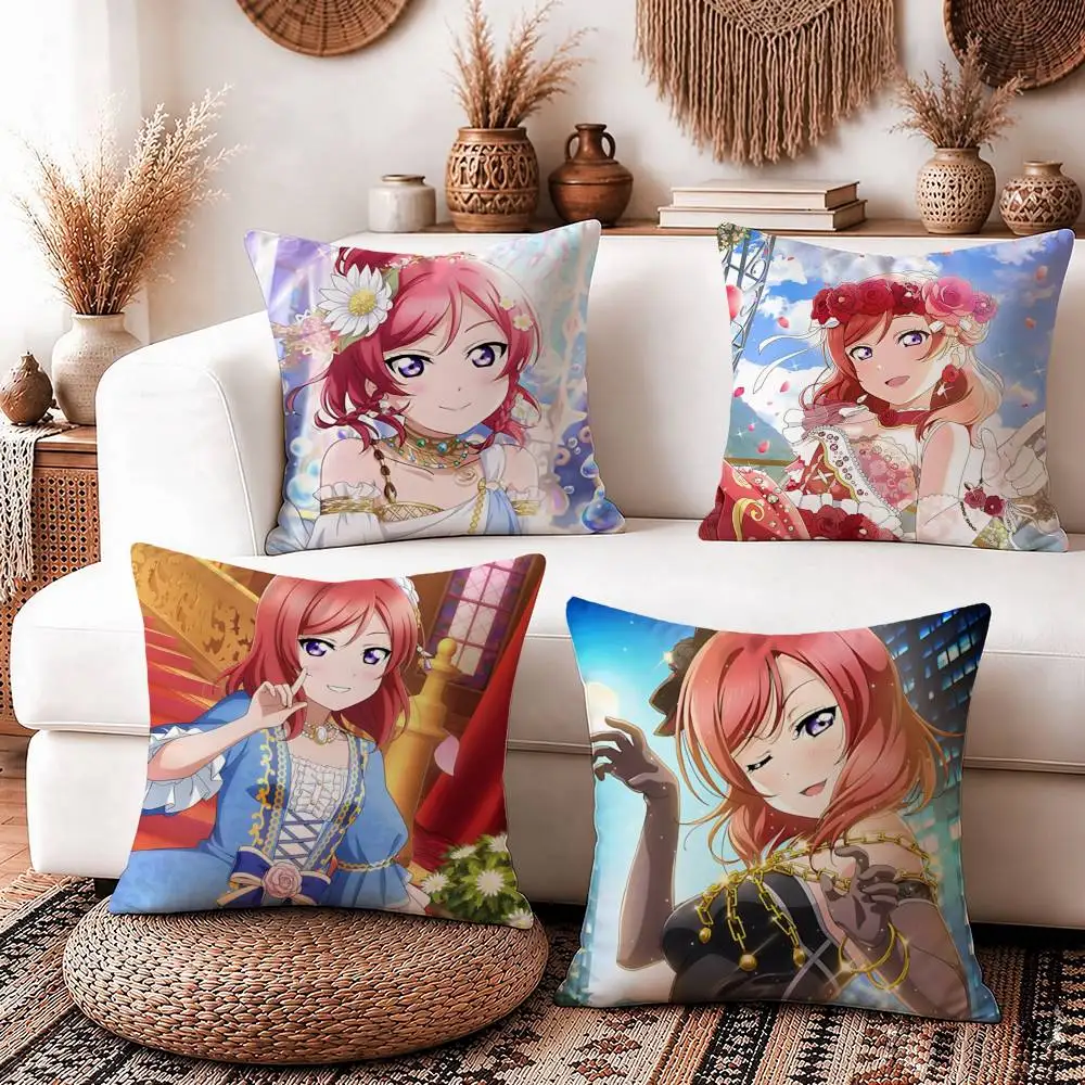 The Red Tsundere Maki-chan Square Sofa Pillow Cover Solid Color Living Room Home Decor Cushion Case