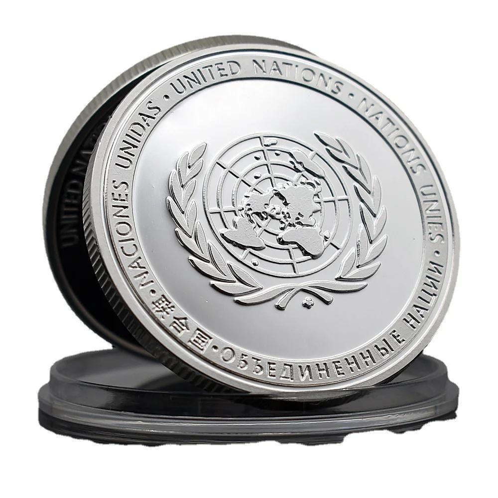 Souvenir World Peace Medal United Nations Silver-plated 1-ounce